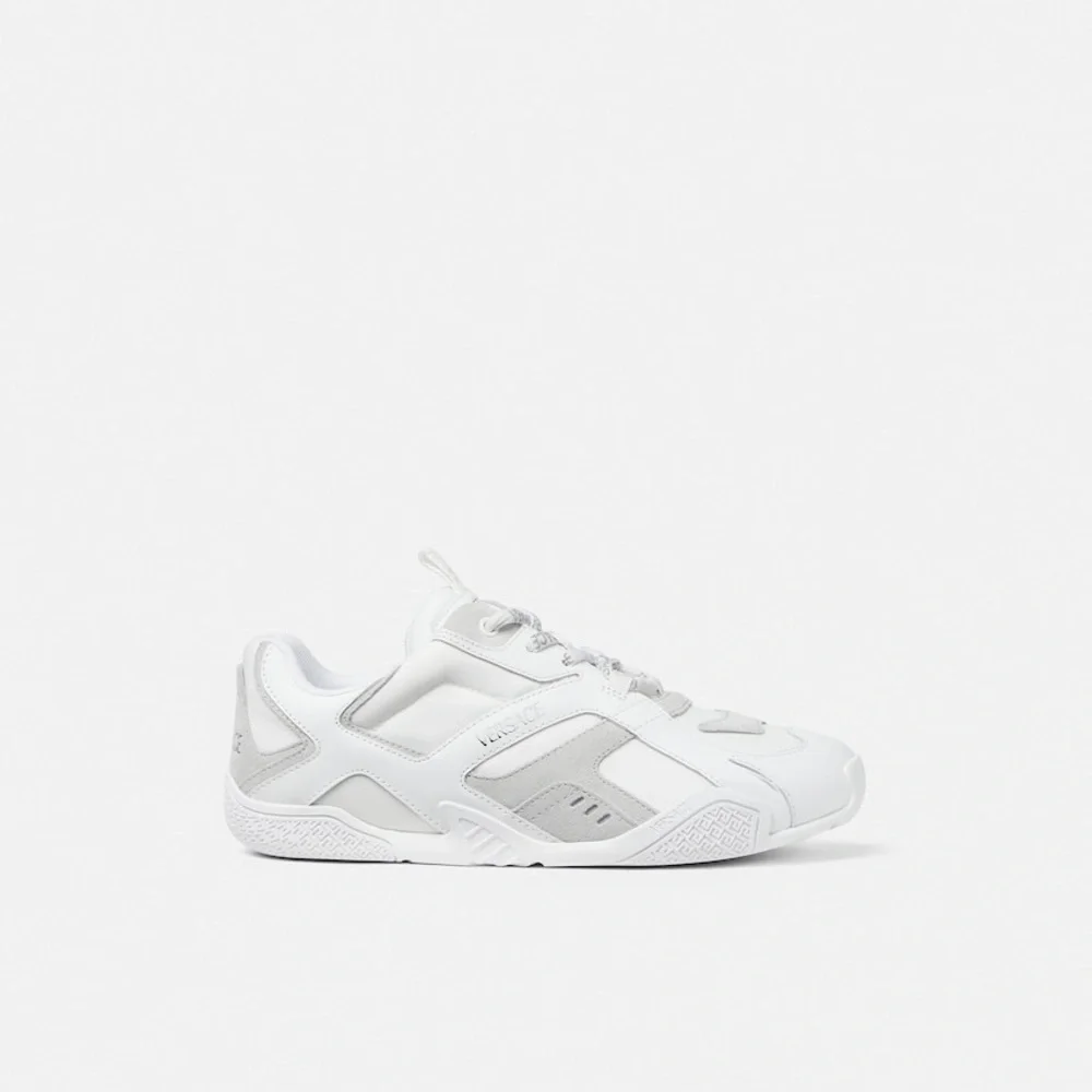 New Authentic Galaxia suede-trimmed leather Versace White Logo-Trim Sneakers